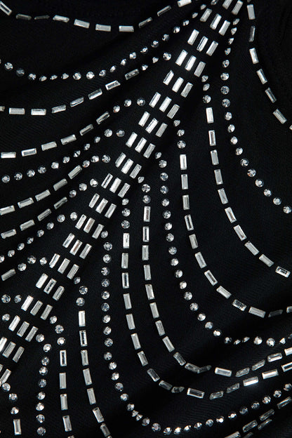 Glitzerndes Minikleid Strass Verziert Elegant