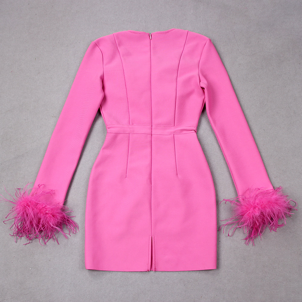 Kleid Minikleid Elegant Federdetails Damenkleid