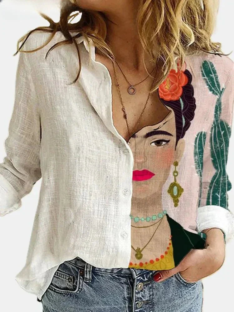 Damen Bluse Baumwoll Leinen Bluse mit Knöpfen Elegant - BerlinGlamour