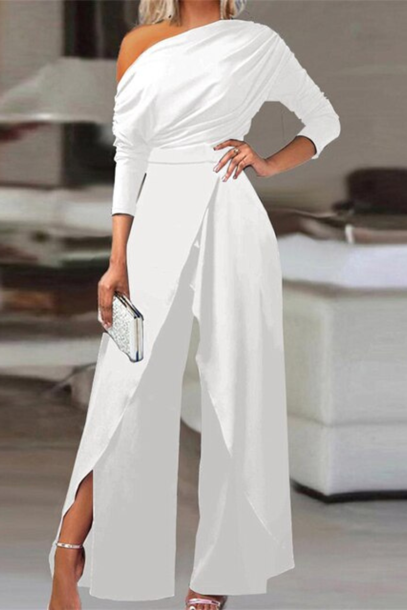 Weißer Damen Jumpsuit Festlich Abendkleid - BerlinGlamour