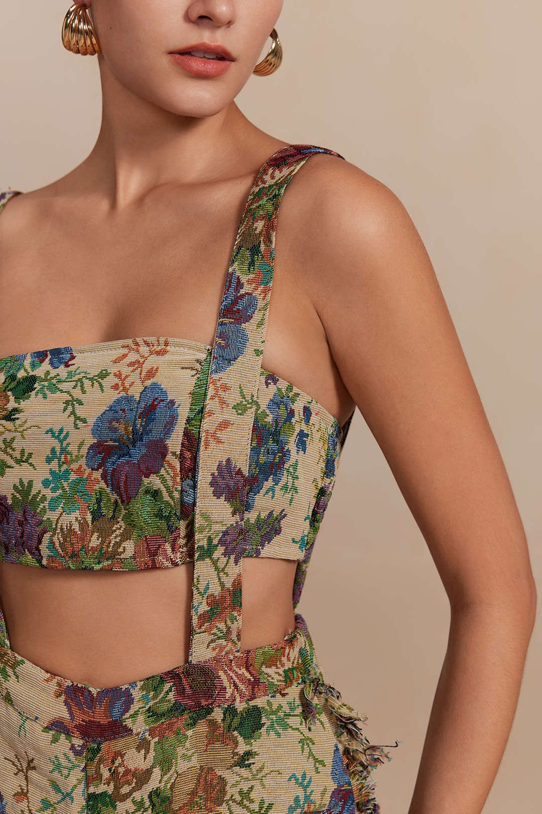 Blumen Zweiteiler Set Vintage Damenkleidung