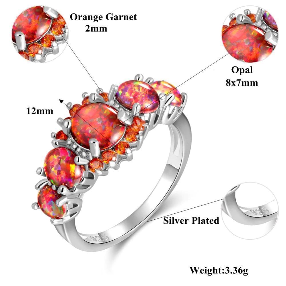 Feueropal Ring Granat Schmuck Edelstein - BerlinGlamour