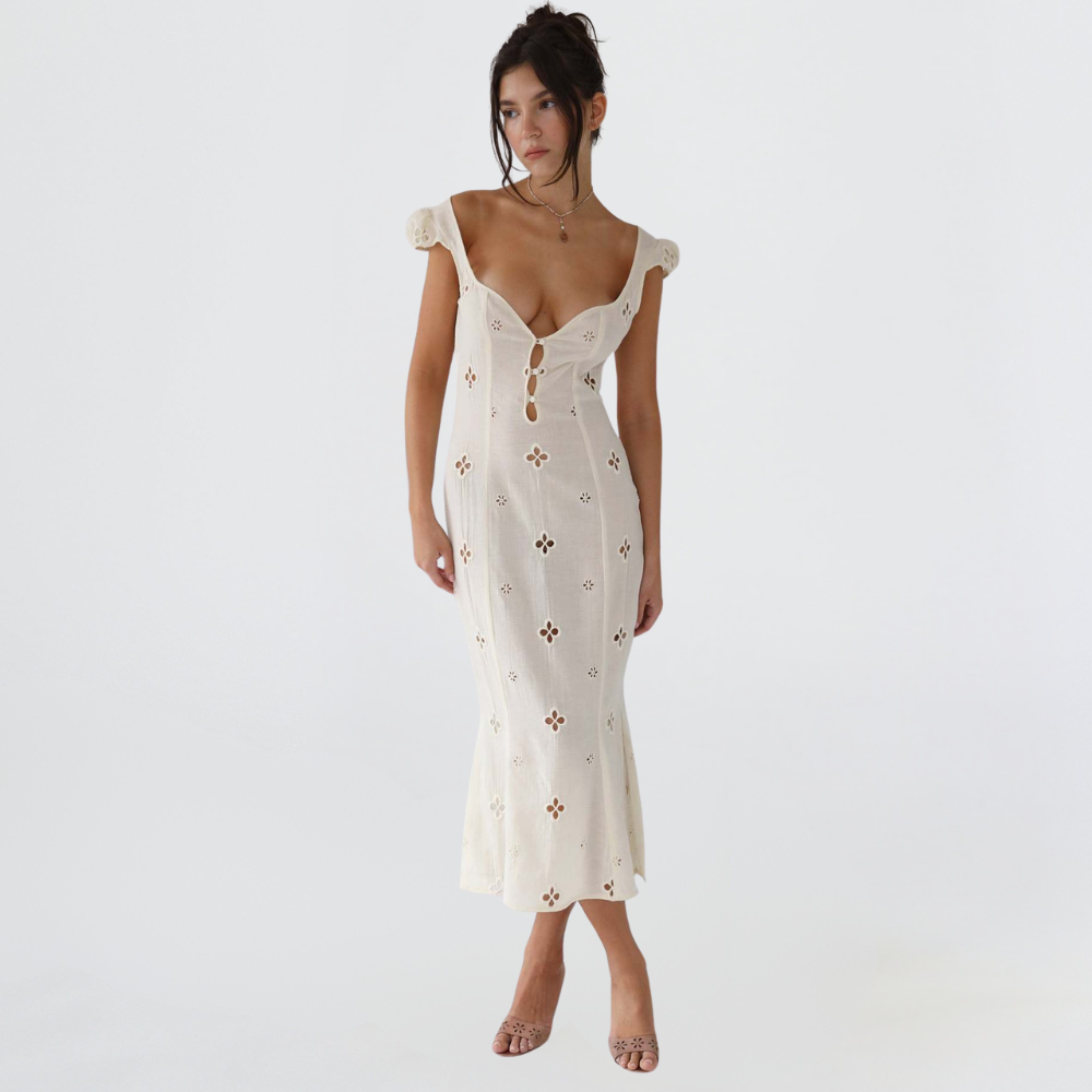 Elegantes Damen Hochzeitskleid Midi Länge