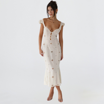 Elegantes Damen Hochzeitskleid Midi Länge