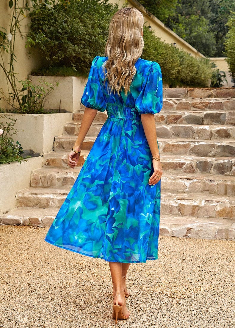 Boho Maxikleid Blumendruck Sommerkleid Luftig Elegant