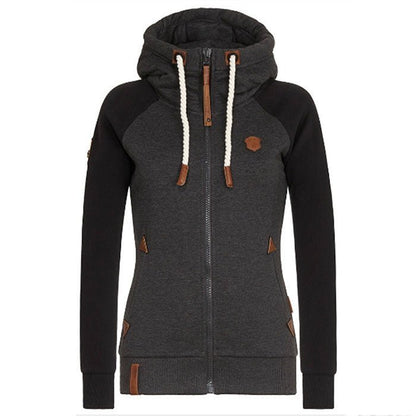 Damen Hoodie Reißverschluss Warm Kapuze
