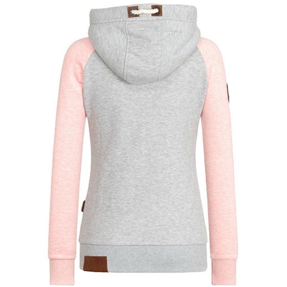 Damen Hoodie Reißverschluss Warm Kapuze
