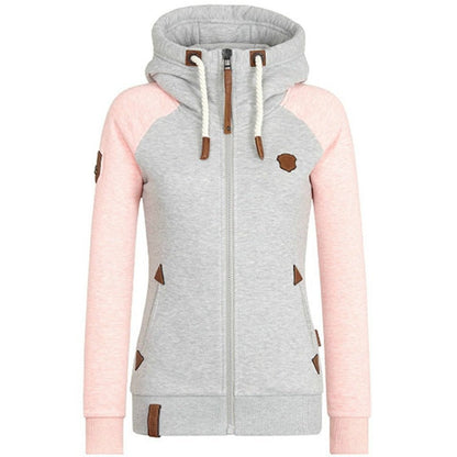 Damen Hoodie Reißverschluss Warm Kapuze
