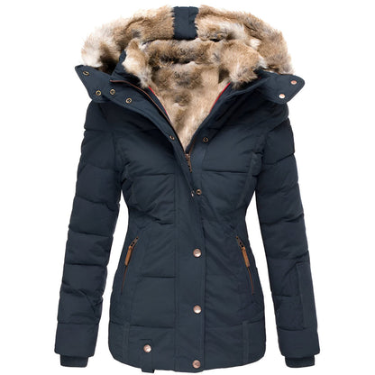 Damen Winterjacke Taillierte Kapuze Warm