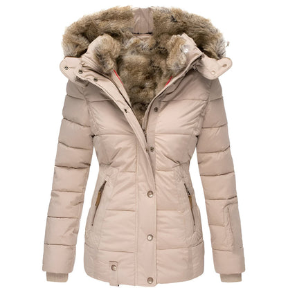 Damen Winterjacke Taillierte Kapuze Warm