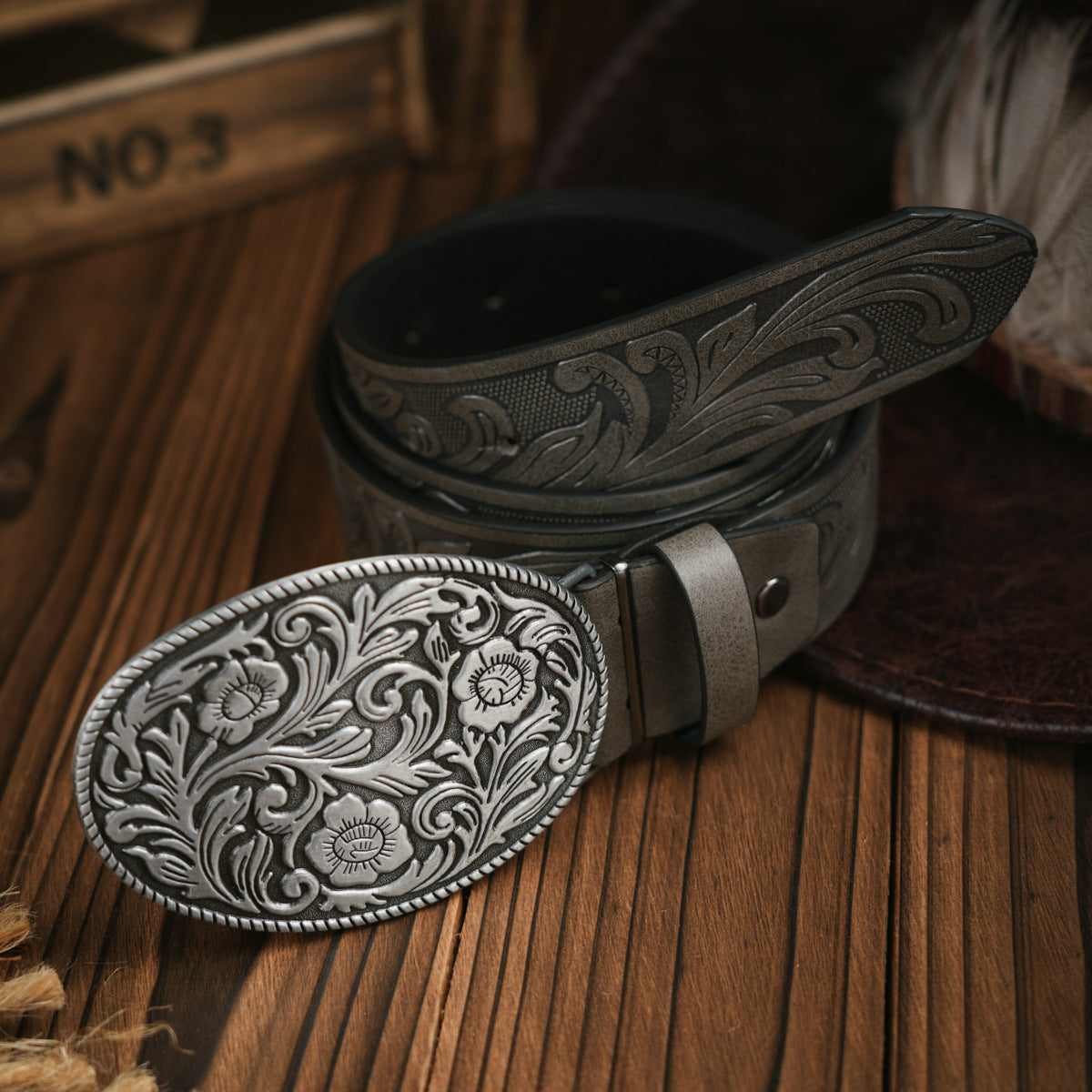 Herren Gürtel Western Stil Veganes Leder Robust