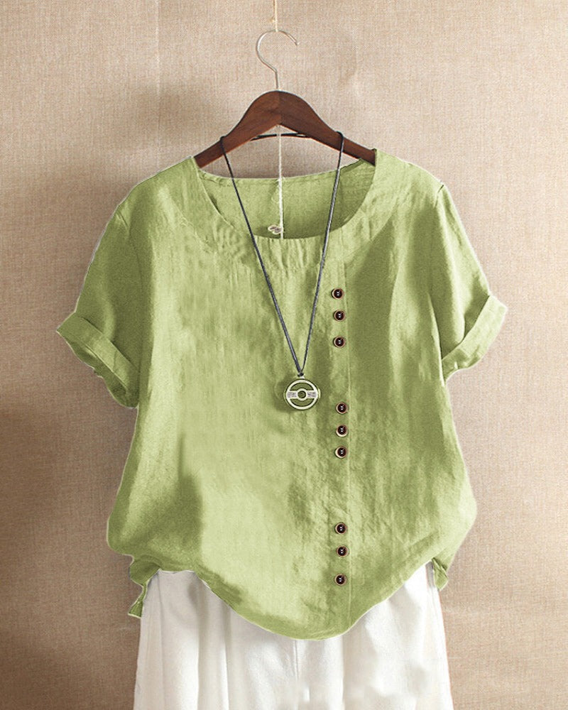 Damen Bluse Sommerleicht Lässig Mit Knöpfen