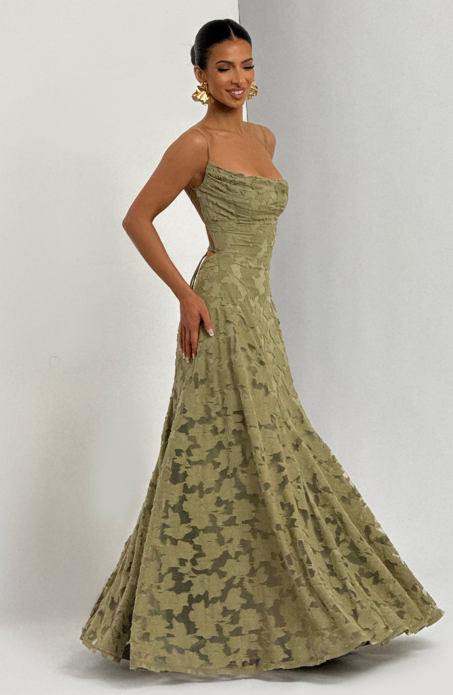 Sommer Maxikleid Rückenausschnitt Blumenmuster