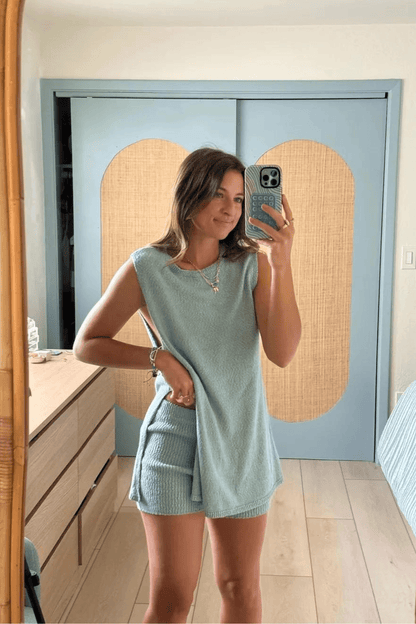 Bequemes Strick-Set Ärmellos Damen