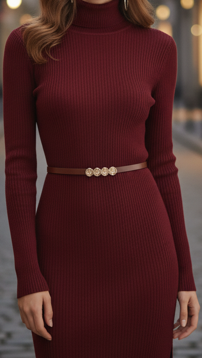 Damen Winterkleid Langärmlig Modern Schwarz