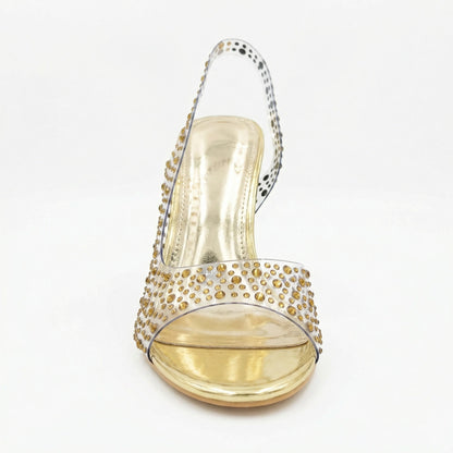 Damen High Heel Sandalen Glitzer Strass Schuhe Party