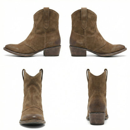 Western Stiefel Damen Kurz Wildleder Knöchelstiefel