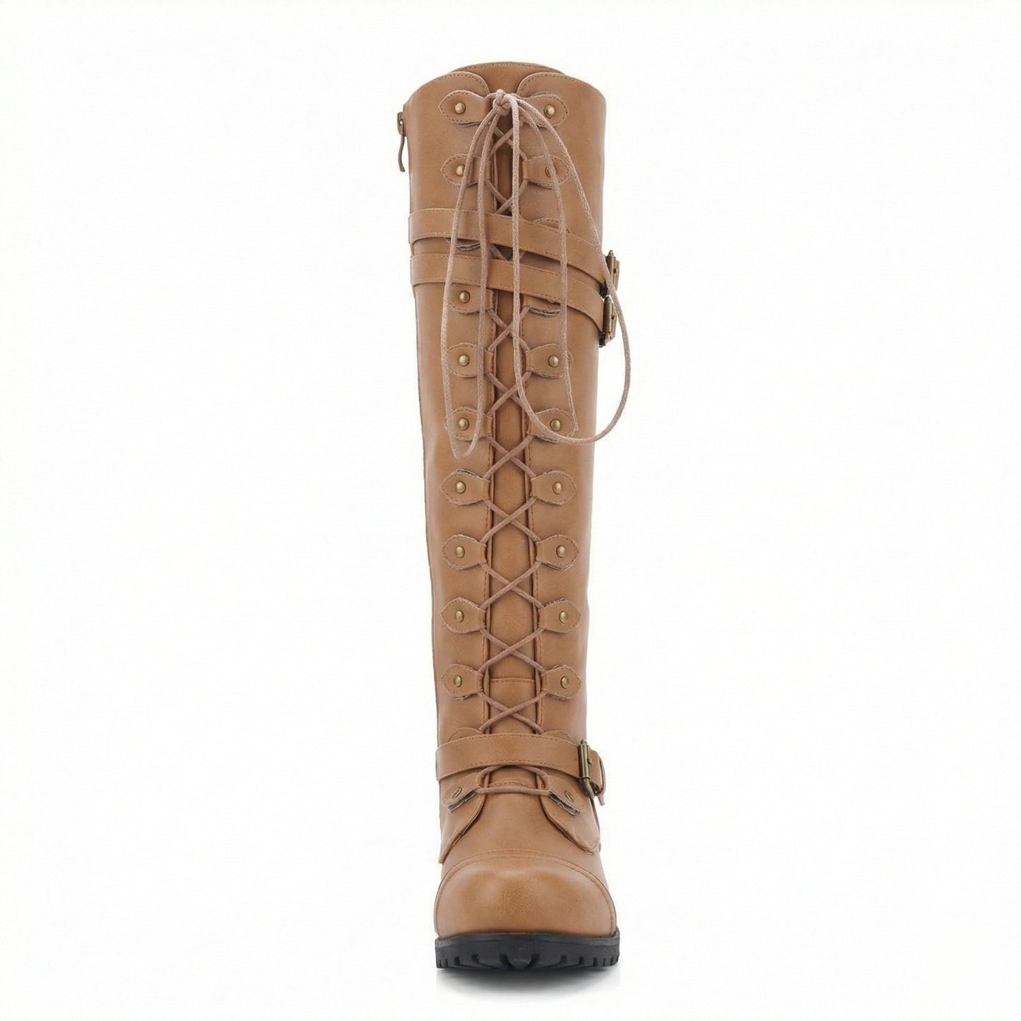 Damen Schnürstiefel Steampunk Stil Vintage Leder