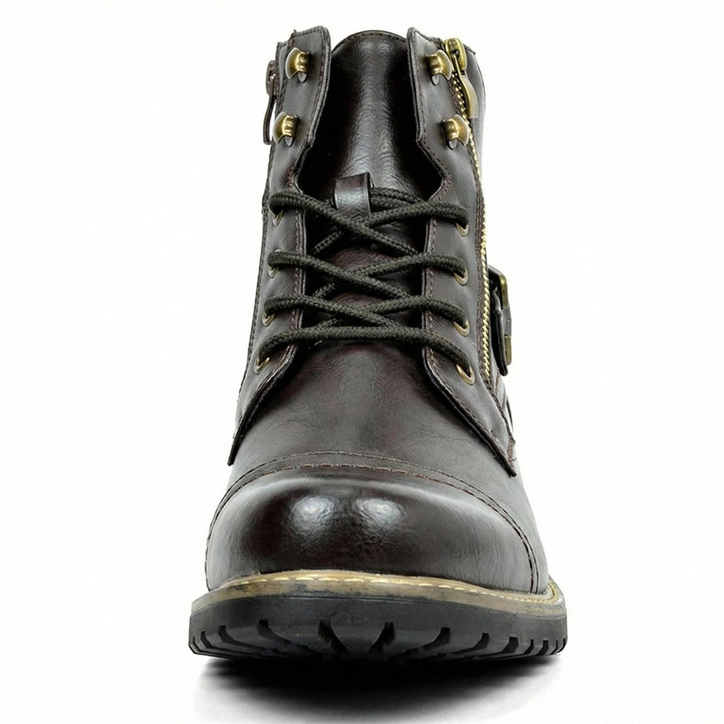 Leder Motorradstiefel Herren Echtes Leder Schwarz