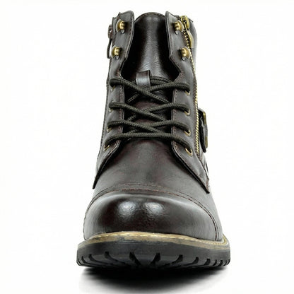 Leder Motorradstiefel Herren Echtes Leder Schwarz