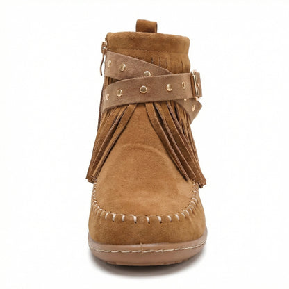 Warme Knöchelschuhe Fransen Schuhe Frauen Stil