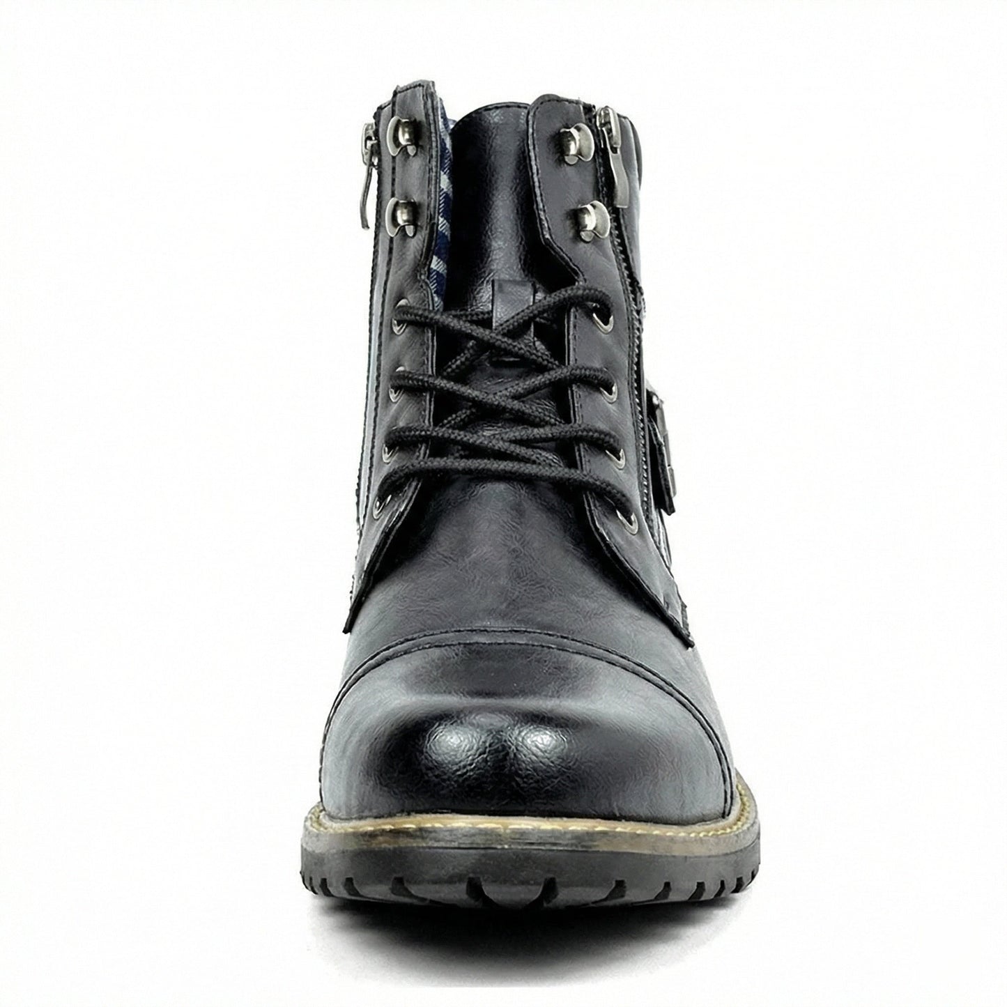 Leder Motorradstiefel Herren Echtes Leder Schwarz - BerlinGlamour