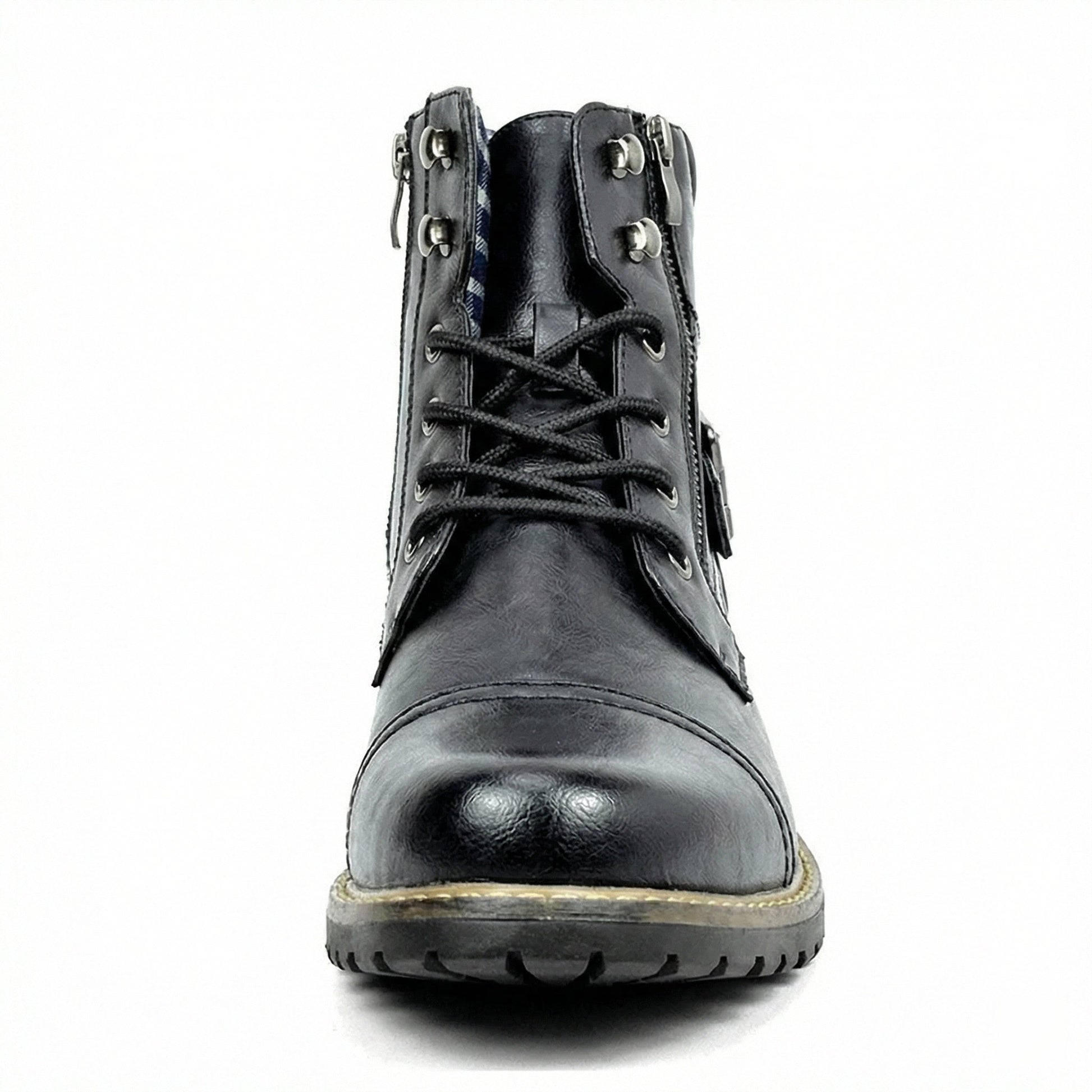 Leder Motorradstiefel Herren Echtes Leder Schwarz - BerlinGlamour