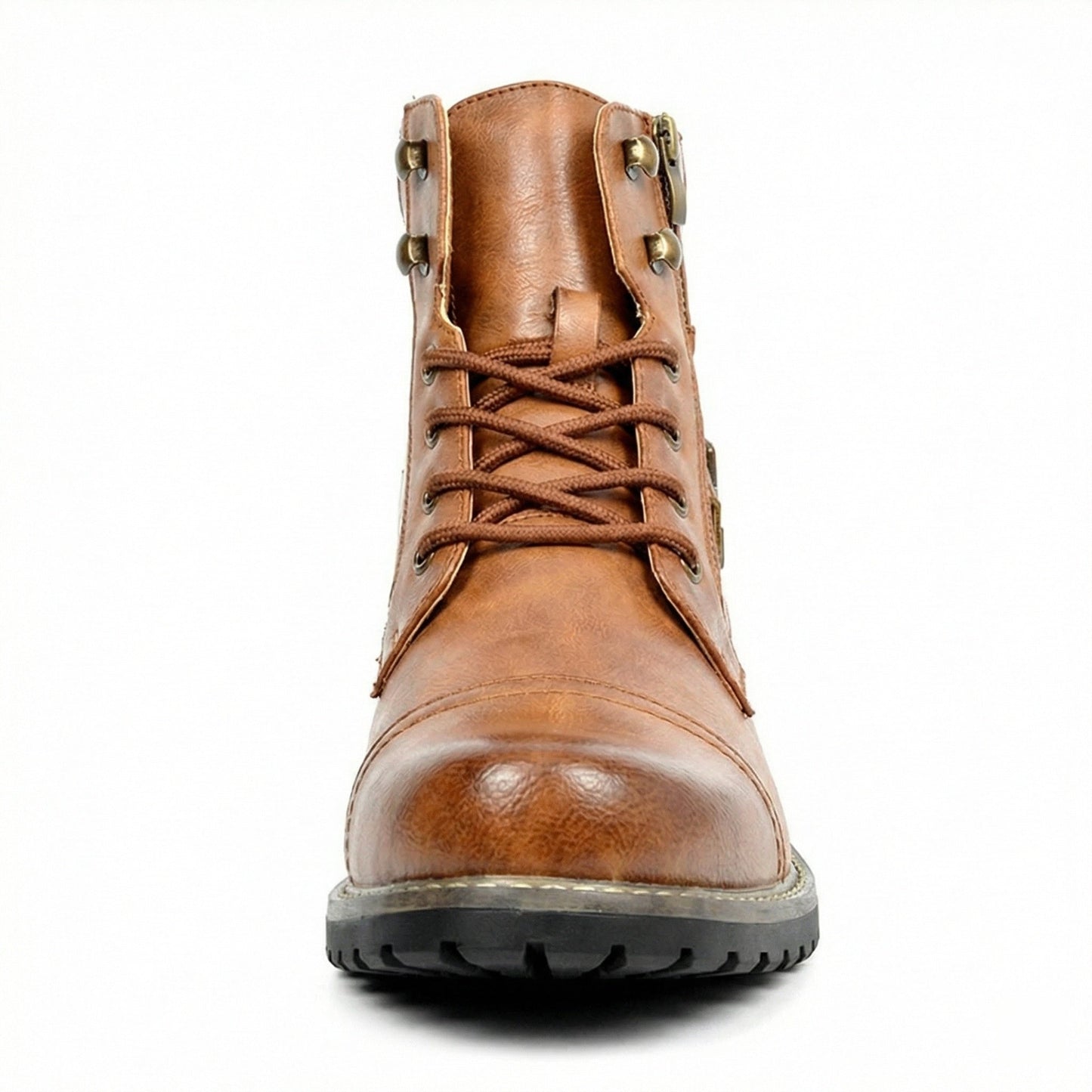Leder Motorradstiefel Herren Echtes Leder Schwarz