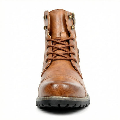 Leder Motorradstiefel Herren Echtes Leder Schwarz