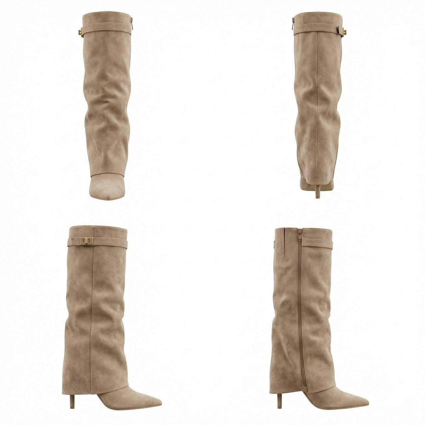 Damen Stiefel Wildleder Braun Heidi Style
