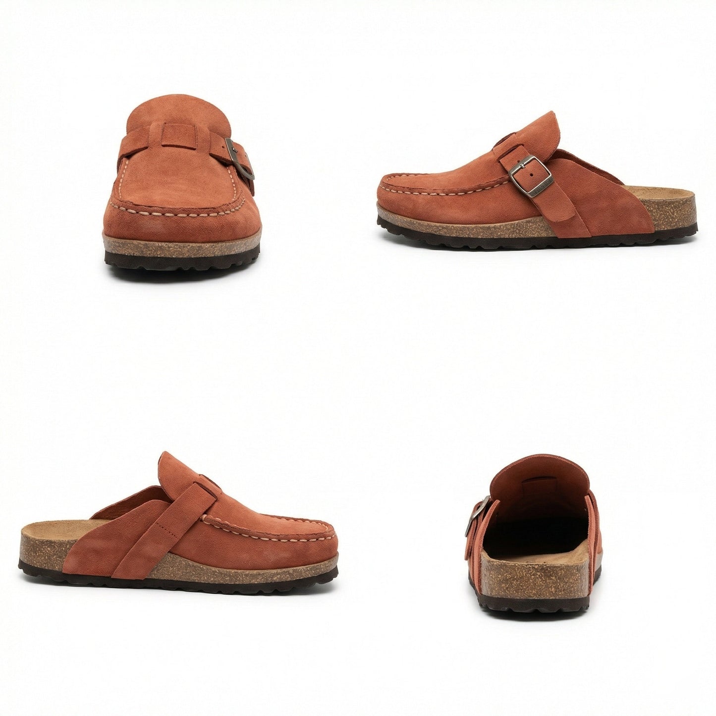 Damen Clogs Retro Wildleder Schuhe Slip-On Heidi Stil