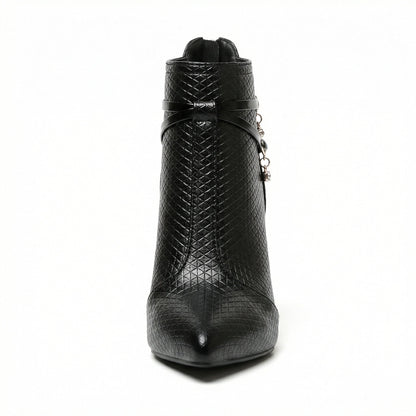 Damen Stiefeletten Spitze Modisch Schwarz