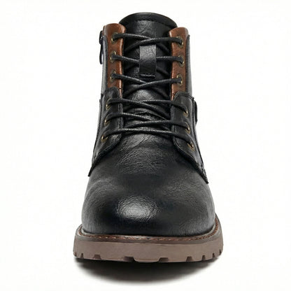 Herren Stiefel Schnürstiefel Braun Leder