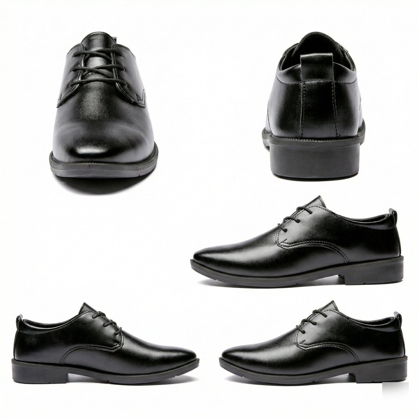 Herren Leder Schnürschuhe Elegante Rutschfeste Sohle Schwarze Schuhe
