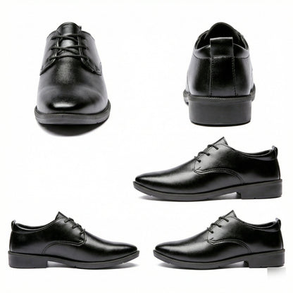 Herren Leder Schnürschuhe Elegante Rutschfeste Sohle Schwarze Schuhe
