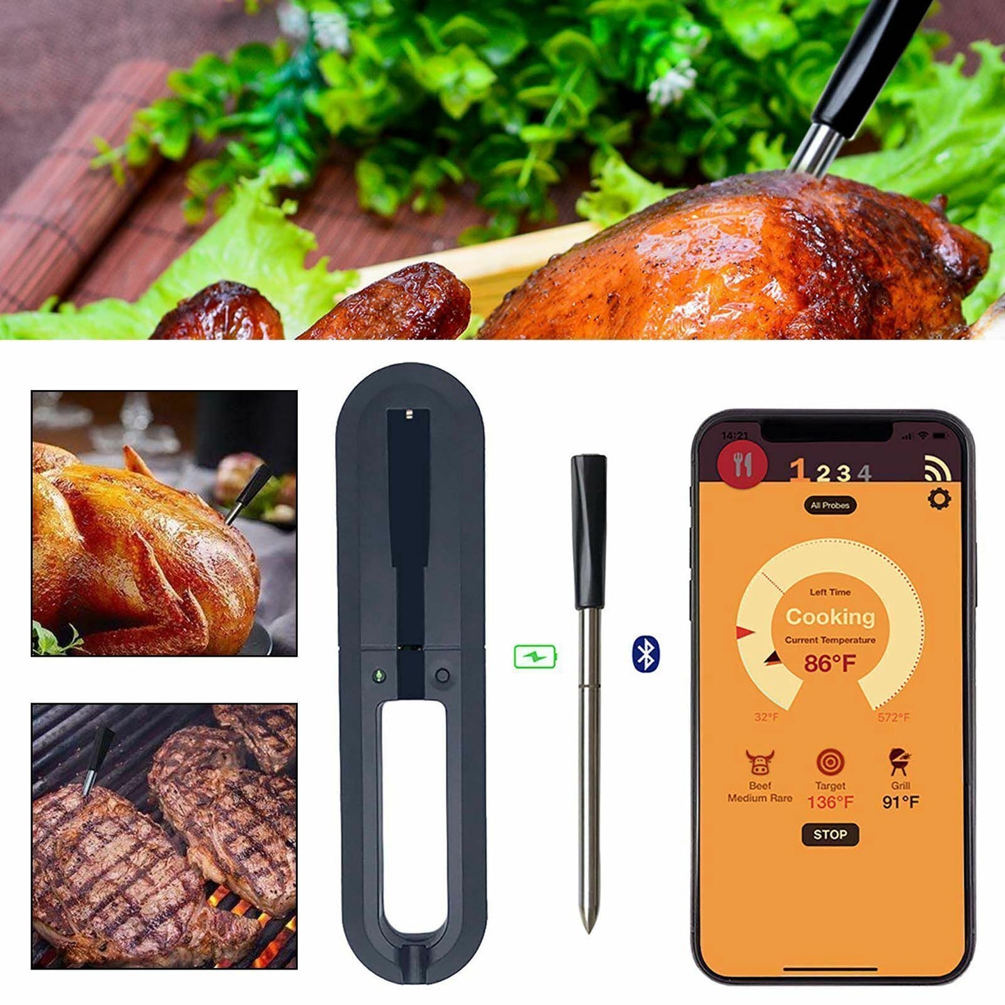 Fleischthermometer Kabellos Smart WiFi Digital