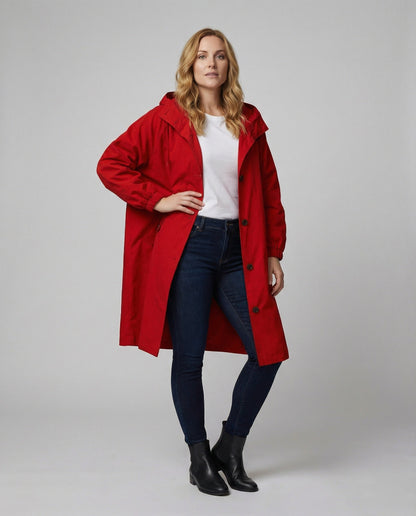 Lange Damenjacke mit Kapuze Stilvoll Modern