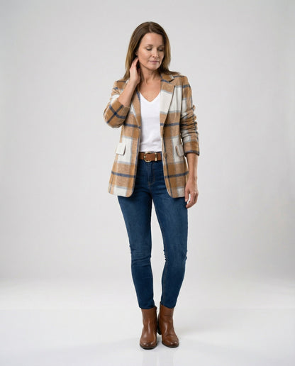 Damen Blazer Karierter Tailliert Modern