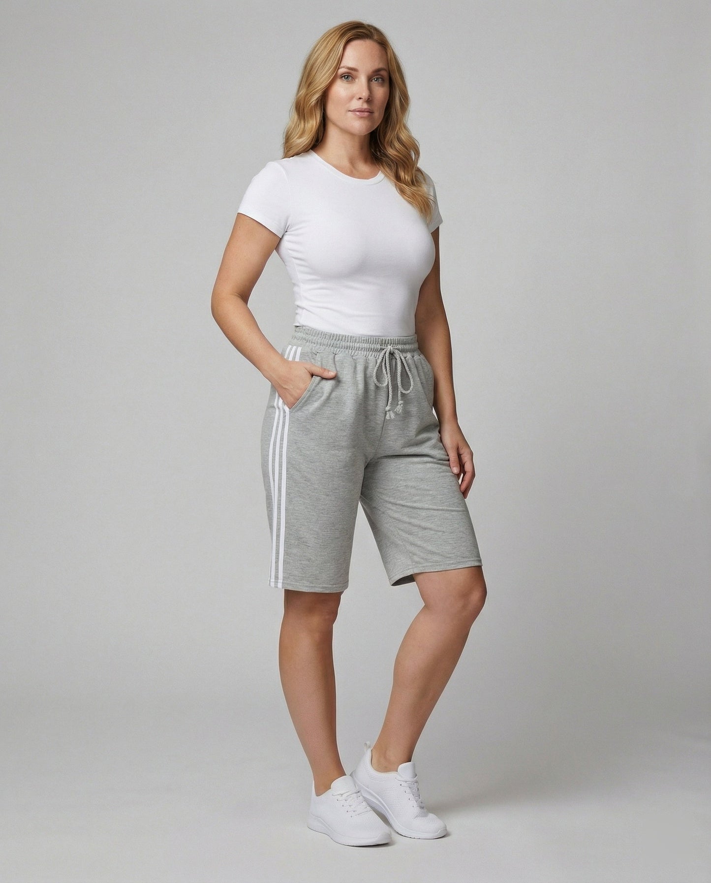 Damen Sportliche Jogginghose mit Streifen Schwarz