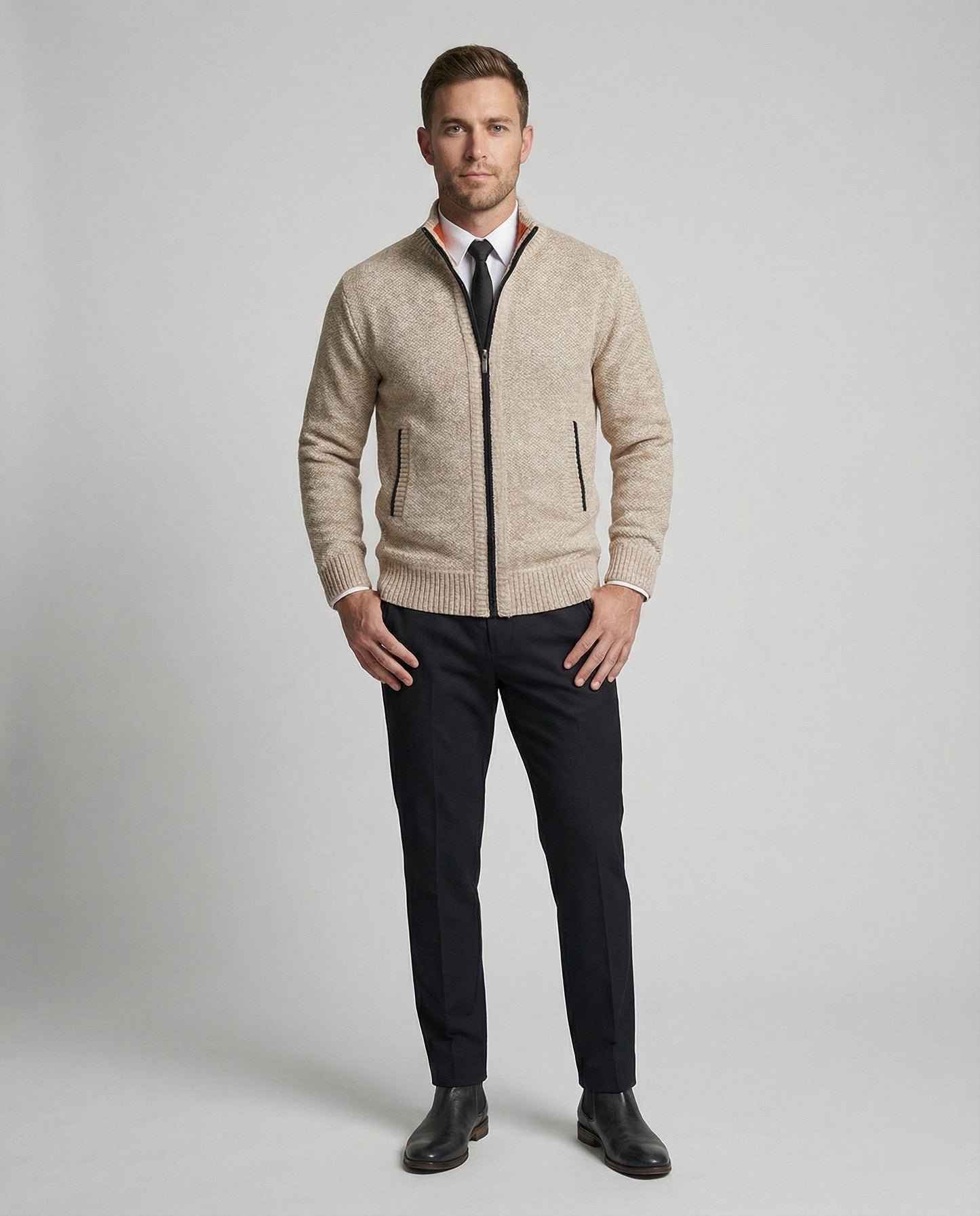 Herren Strickjacke Elegante Reißverschluss Steppjacke