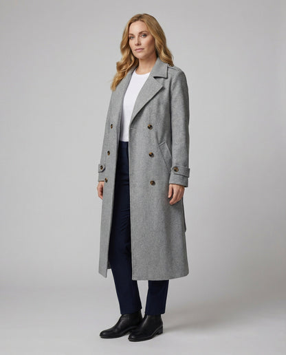 Damen Überwurf Eleganter Langcoat mit Doppelknoten