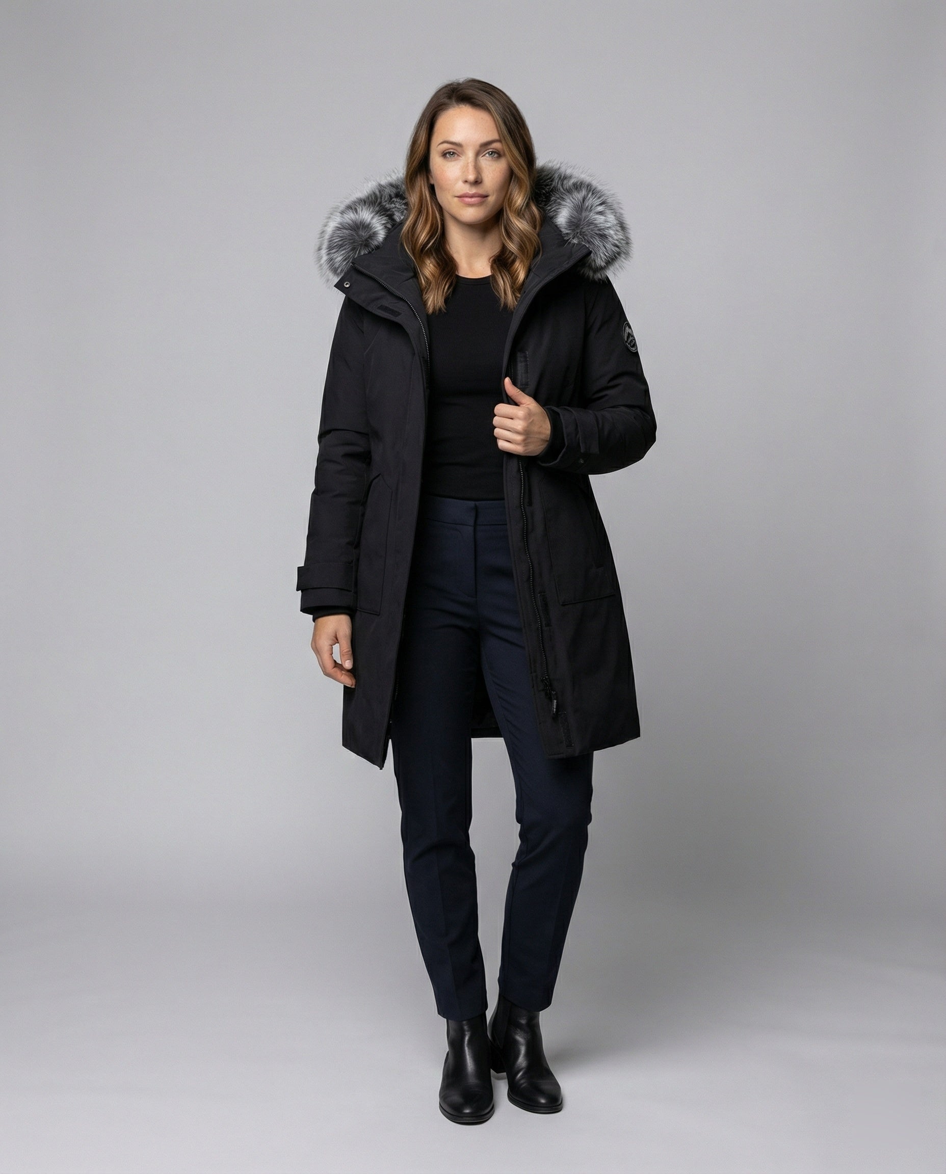 Langer Damen Wintermantel Modern - BerlinGlamour