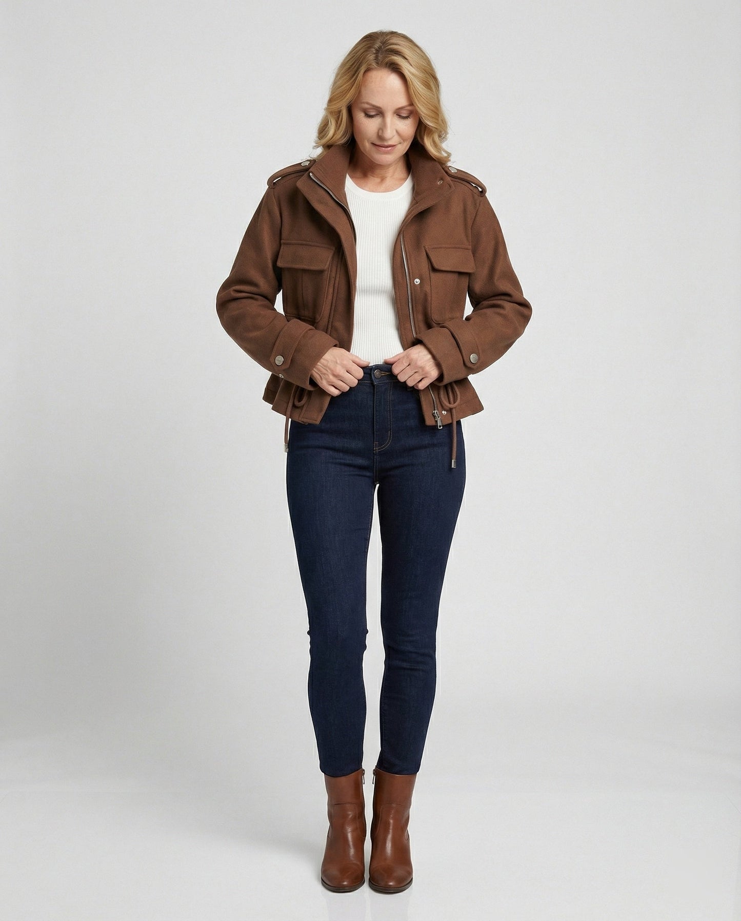 Damen Freizeitjacke Tailliert mit Taschen Modern