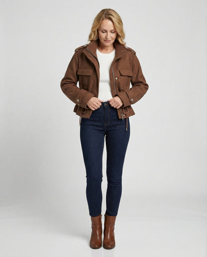Damen Freizeitjacke Tailliert mit Taschen Modern