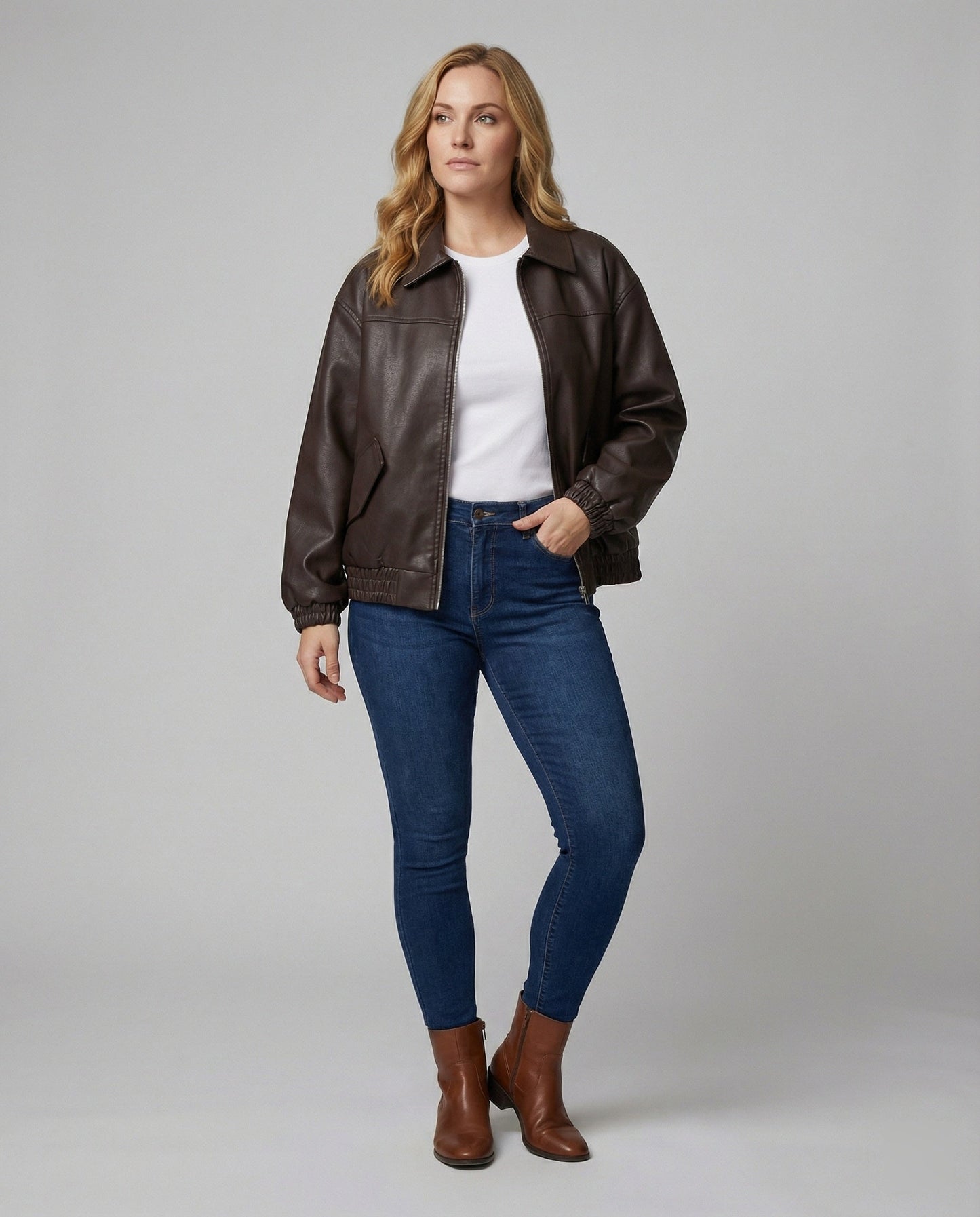 Damen Lederjacke Metallic Glanz Schwarz
