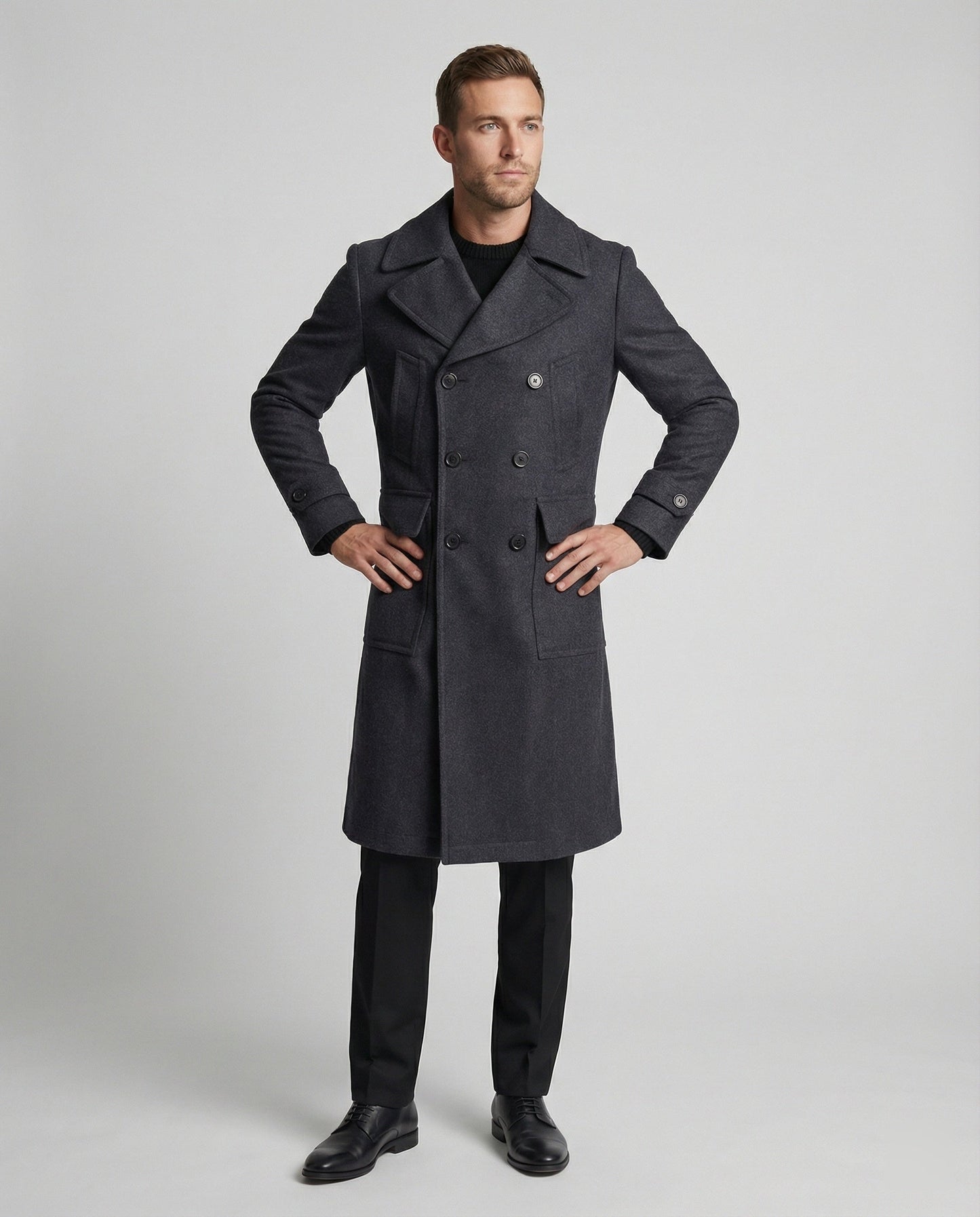 Herren Übermantel Eleganter Doppelt-Knopf-Wintermantel Luxus Qualität - BerlinGlamour