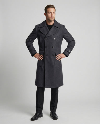 Herren Übermantel Eleganter Doppelt-Knopf-Wintermantel Luxus Qualität - BerlinGlamour