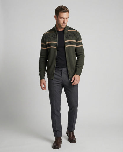 Herren Strickjacke Modern Zipper Muster Stadtchic