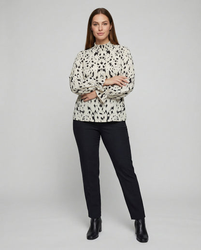 Damenbluse Elegante Tiermuster Bluse Mit Rüschensaum - BerlinGlamour