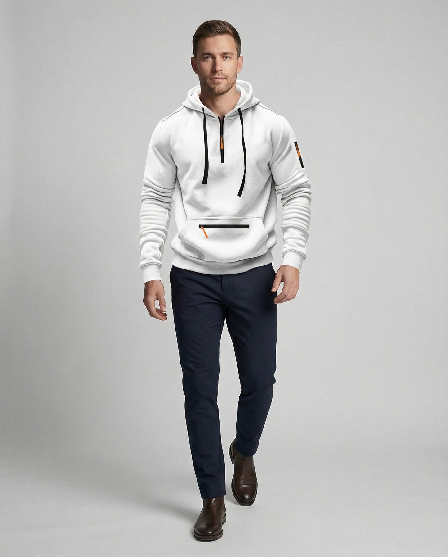 Herren Hoodie Sportlich Mit Reißverschluss Taschen